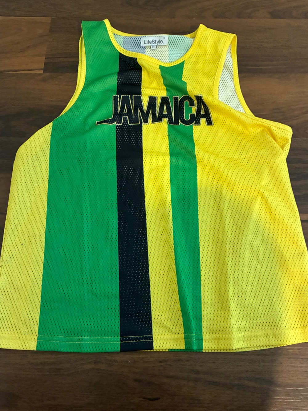 Jamaica Mesh Tank Top in Yellow, Green & Black